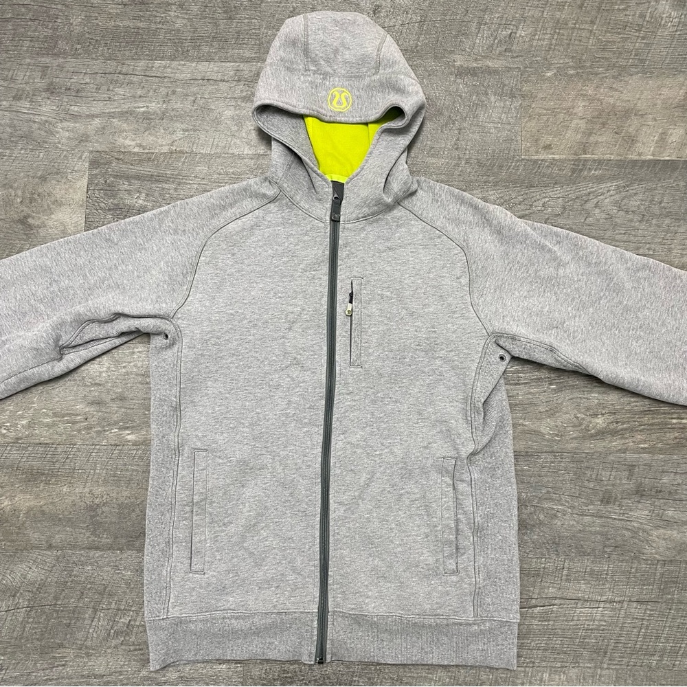 Lululemon Hoodie With Full Zip Up Grey With Lime Green Rare